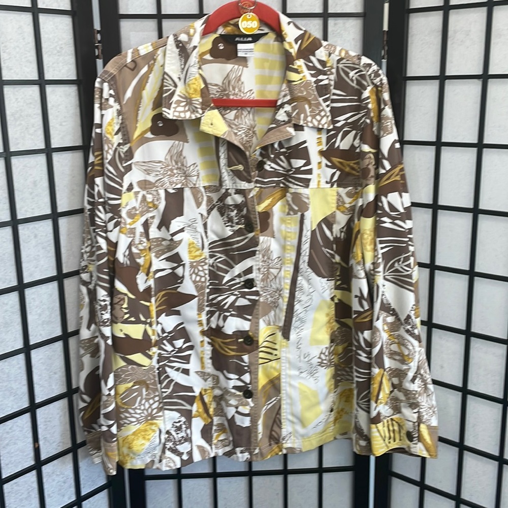 Alia, Lightweight Jacket, Pale Yellow, Light Brown & White, SZ 18
